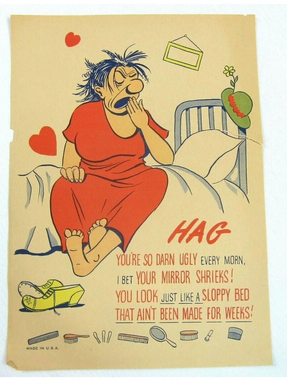 Vintage Vinegar Valentine Hag Woman Penny Dreadful Sarcasm Insult Poem Ephemera
